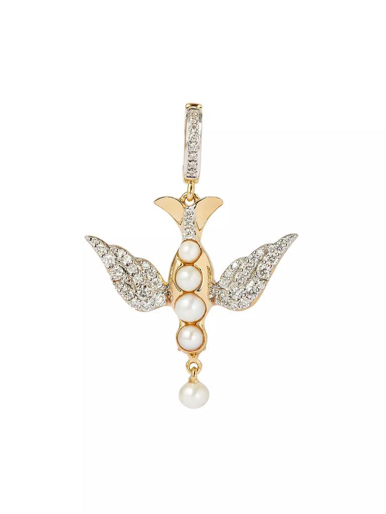 Annoushka Annoushka X Temperley 18K Yellow Gold, White Rhodium, Pearl & 0.25 TCW Diamond Lovebirds Charm Pendant