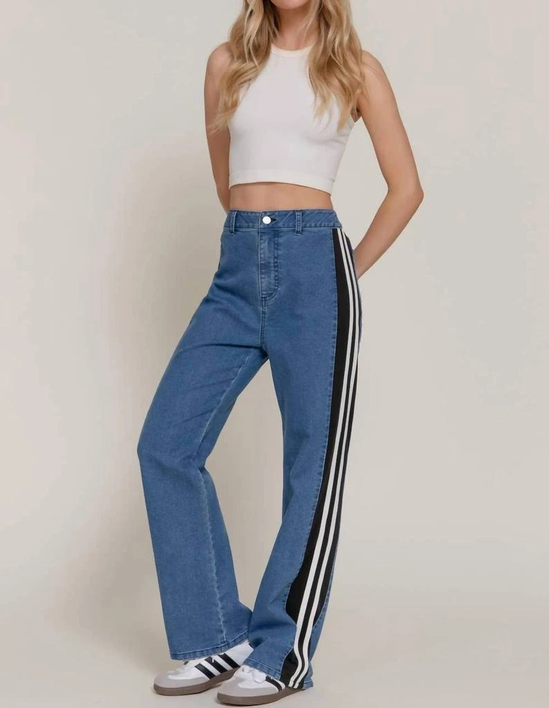 Active Basic Active Basic - Side Stripe Straight Fit Denim Pants 2