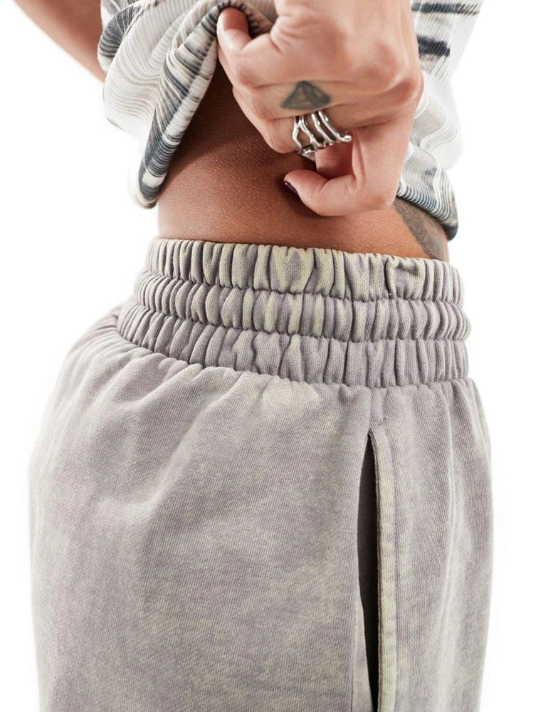 ASOS ASOS DESIGN heavyweight longline sweat shorts in acid grey wash 5