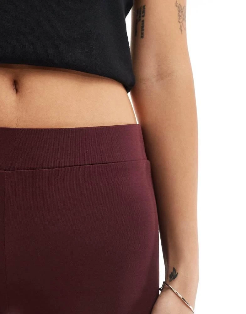 Monki Monki super soft low waist straight leg baggy jersey trousers in burgundy 3