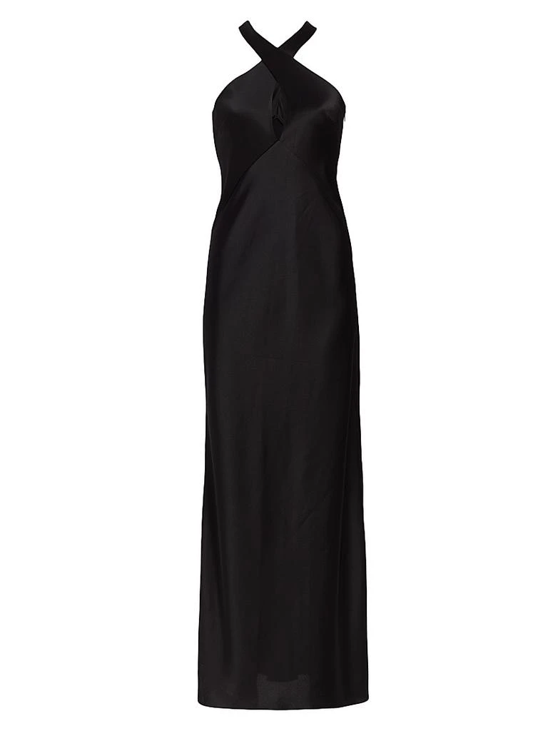 Galvan Evelyn Satin Crisscross Halter Gown 1