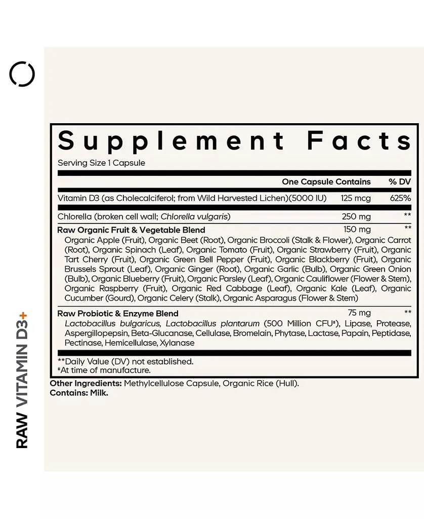 Codeage Raw Vitamin D3+ High Potency 5000 IU Supplement- Raw Vitamin Enhanced with Omega-9, Probiotics, Digestive Enzymes, Fruits
Greens 60 Capsules 3