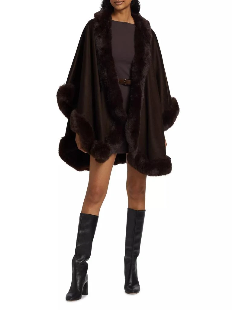 Sofia Cashmere Faux Fur & Cashmere U-Cape 2