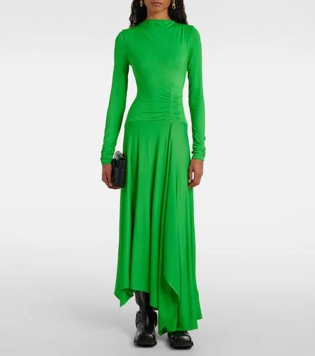 acne studios green dress Knit-paneled cotton-blend mini dress - bright green