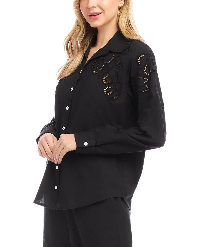 Karen Kane Long Sleeve Cutout Embroidery Shirt 4
