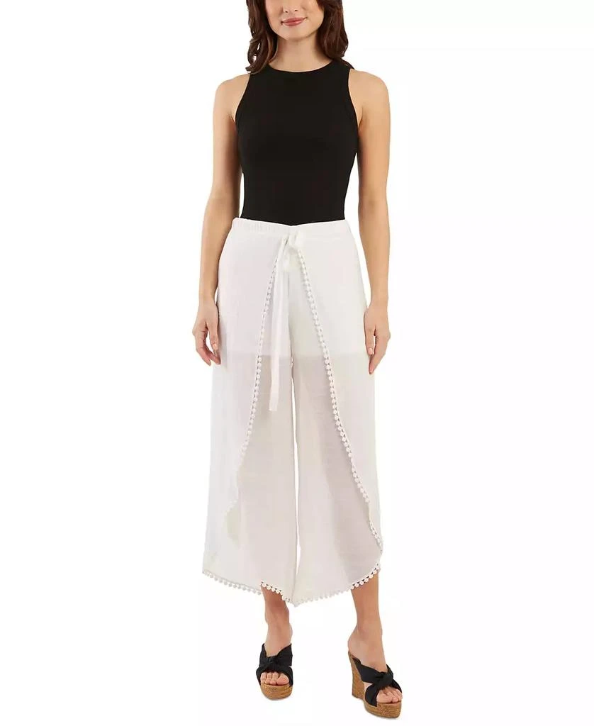 BCX Juniors' Tie-Front Gauze Cropped Pants 3