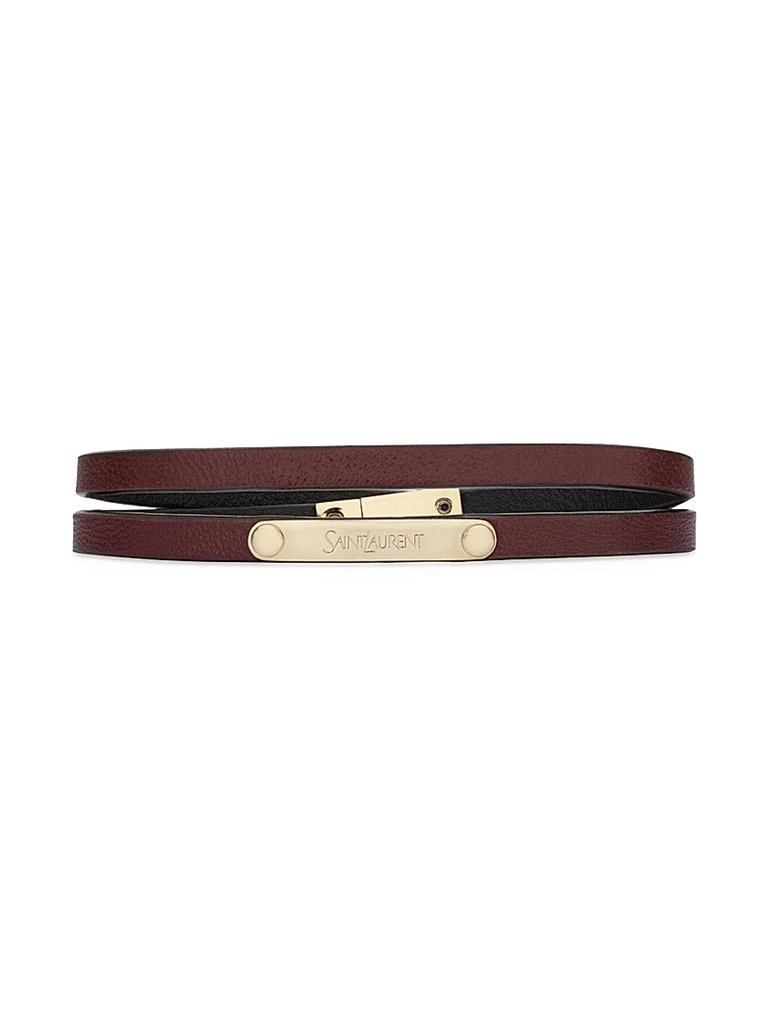 Yves Saint Laurent Double-Wrap Bracelet in Leather and Metal  display picture 1