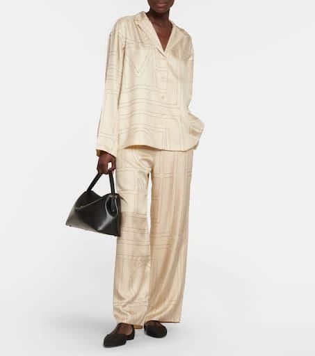 Totême Logo mid-rise silk pants 2