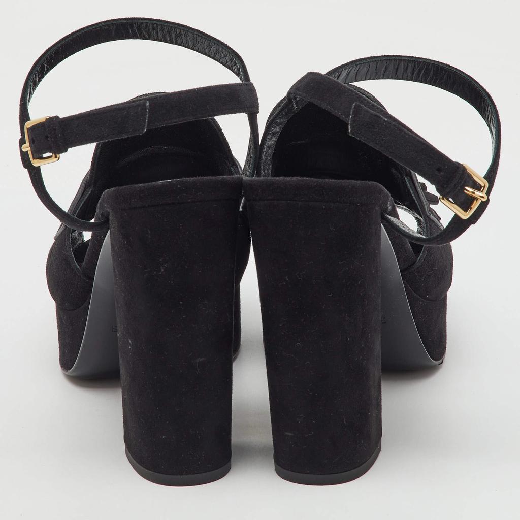 HERMES ブラック スエード ミュール　38 Hermès Black Suede Heels with H Leather Detail Size EU 38