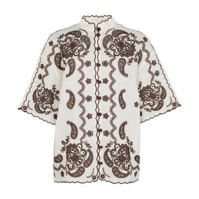 Zimmermann Ascension embroidered short sleeves shirt