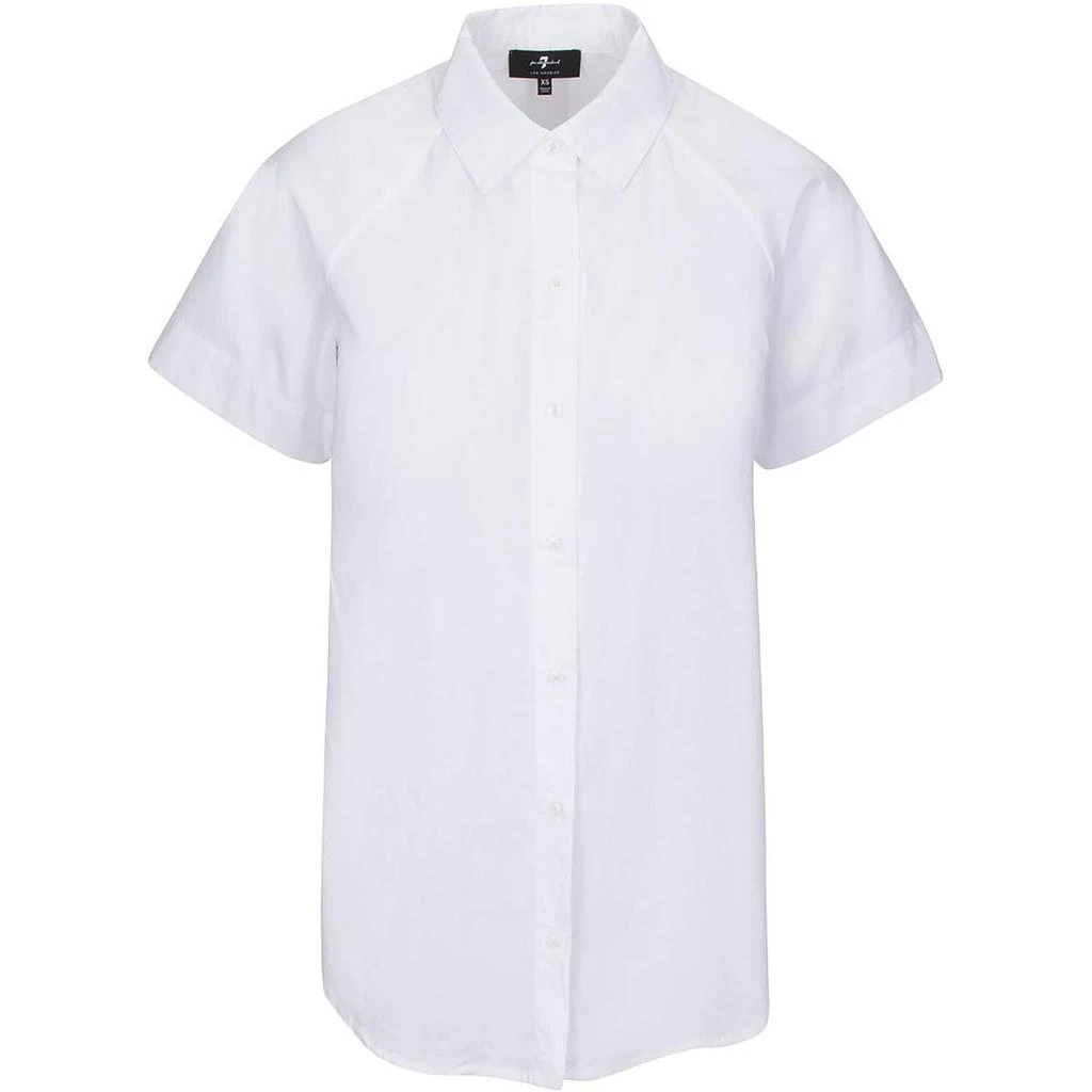 7 For All Mankind Womens Collar Poplin Button-Down Top 1