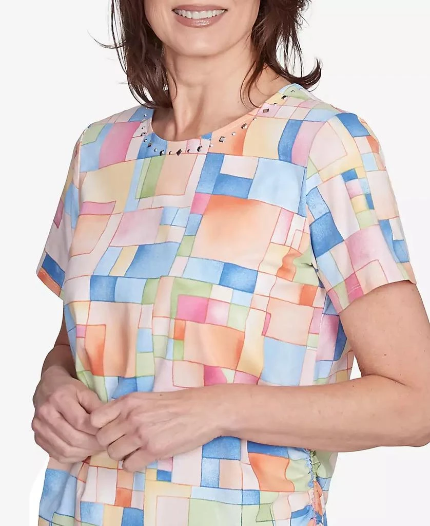 Alfred Dunner Petite  Color Block Tile Top with Side Ruching 5