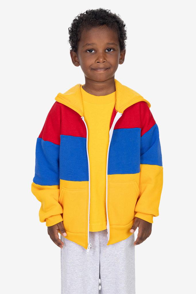 Los Angeles Apparel F1097CB - Kids Flex Fleece Color Block Zip Hoodie