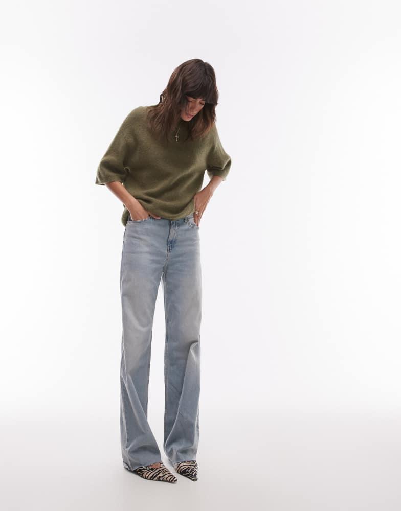 ARKET ARKET alpaca and wool blend short sleeve sweater in khaki