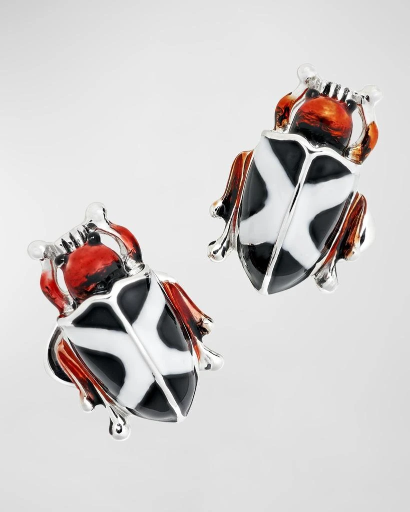 Jan Leslie Men's Hand-Painted Enamel Beetle Cufflinks 1