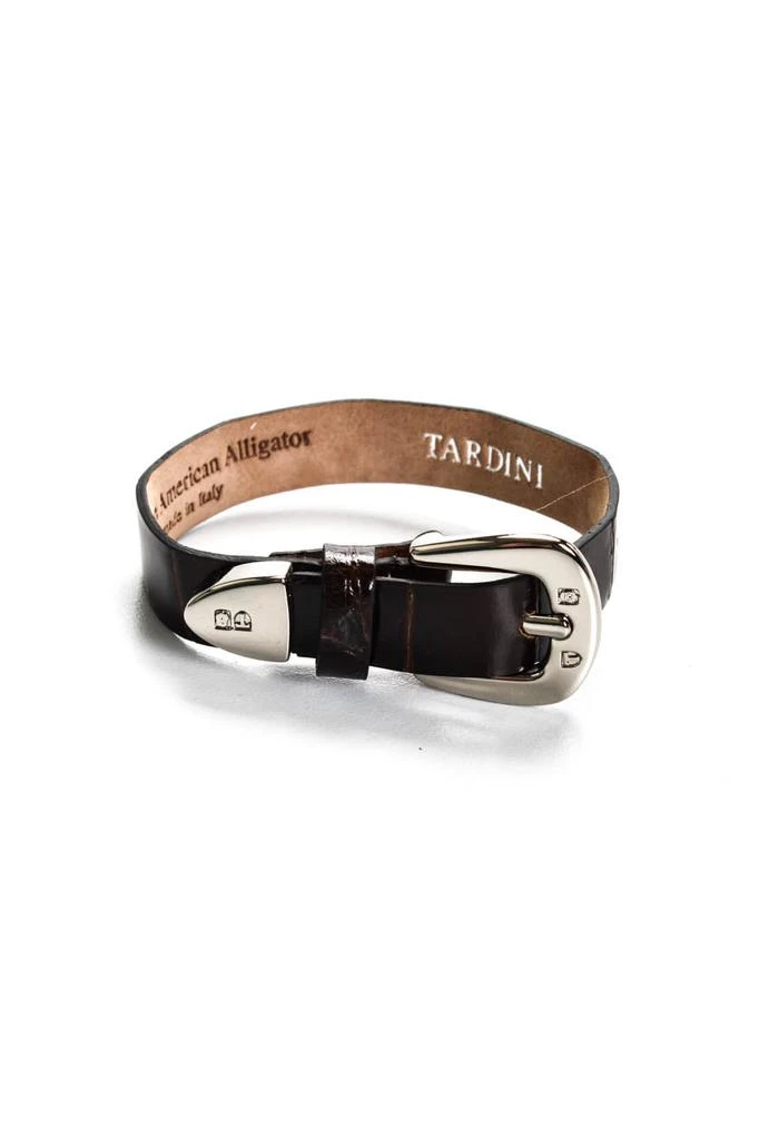 Tardini Womens Genuine American Alligator Country Style Buckled Bracelet Brown 1
