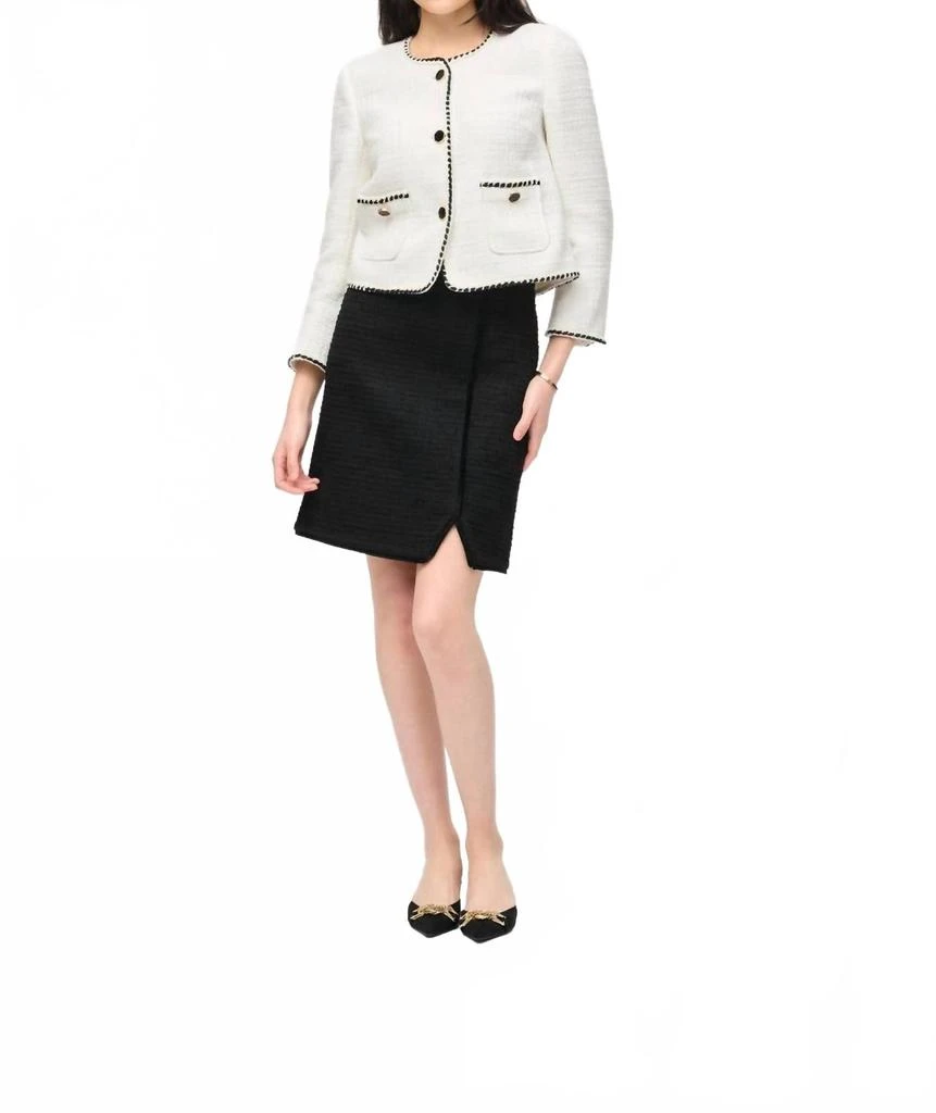 JOSEPH RIBKOFF Bouclé Jacket In Winter White / Black 4
