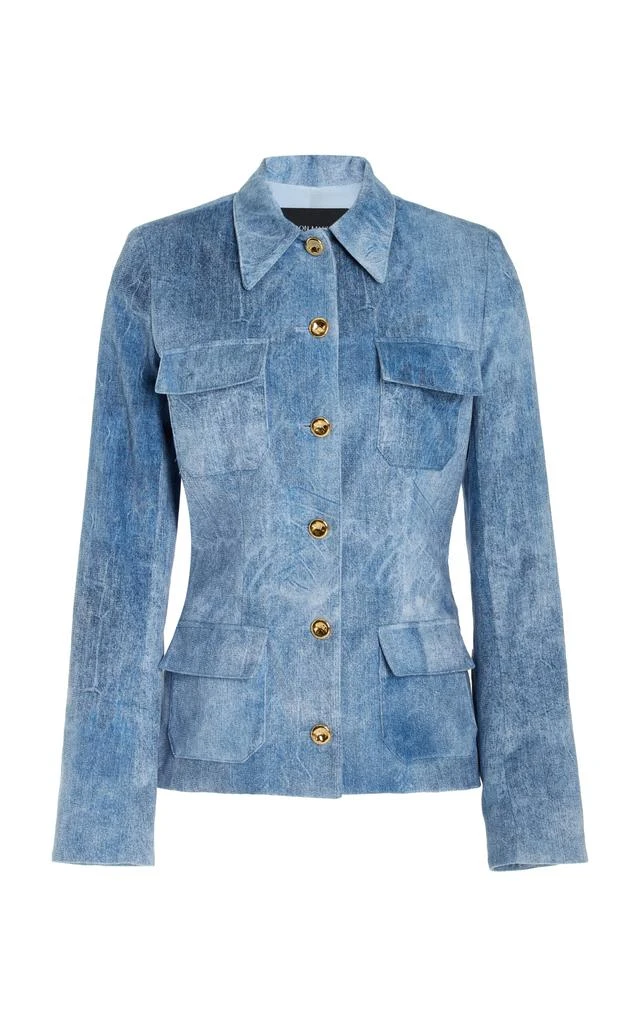 Shop Brandon Maxwell - The Gage Tailored Velvet Denim Jacket - Medium Wash  - US 0 - Moda Operandi on Sale at BeyondStyle  Get 70% Off Brandon Maxwell  - The Gage