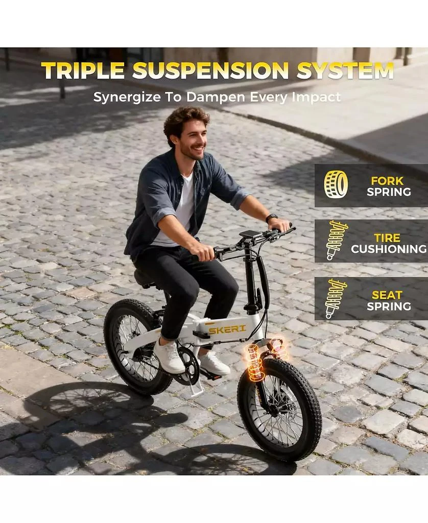 Mikolo Folding Electric Bike for Adults, 55 Miles & 25MPH, 500W Peak Motor, 48V 10Ah Removable Battery, Fat Tire EBike with Smart LCD Display 9