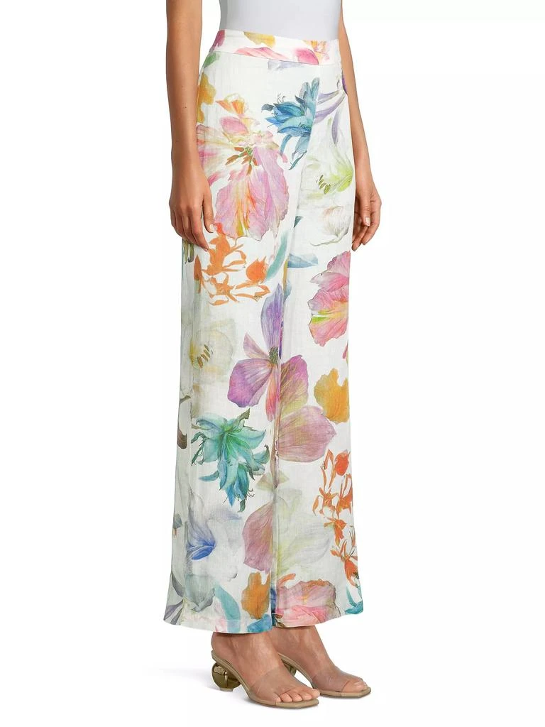 120% Lino ​Linen Floral Wide-Leg Pants 4