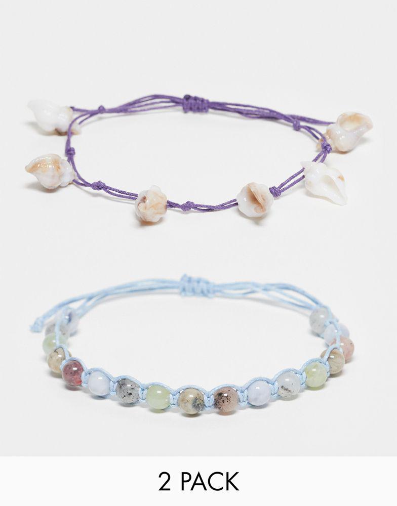 Reclaimed Vintage Reclaimed Vintage unisex anklet pack with shells