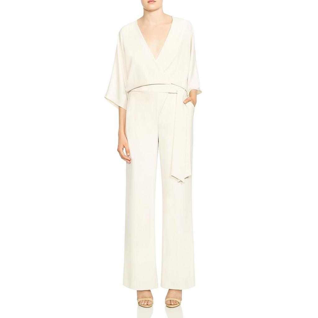 Halston Heritage Womens Wrap Wide Leg Jumpsuit