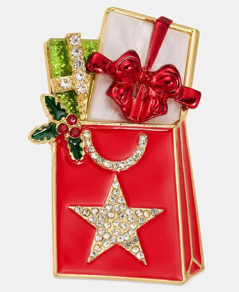 Holiday Lane Crystal 
Glitter Macy
s Shopping Bag Pin, Macy
s Exclusive