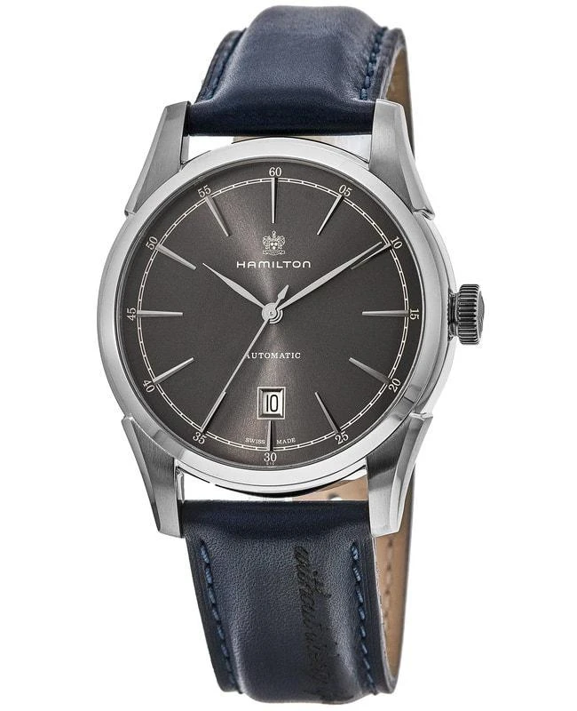 Hamilton Hamilton American Classic Spirit of Liberty Auto Grey Dial Blue Leather Strap Men's Watch H42415691 1