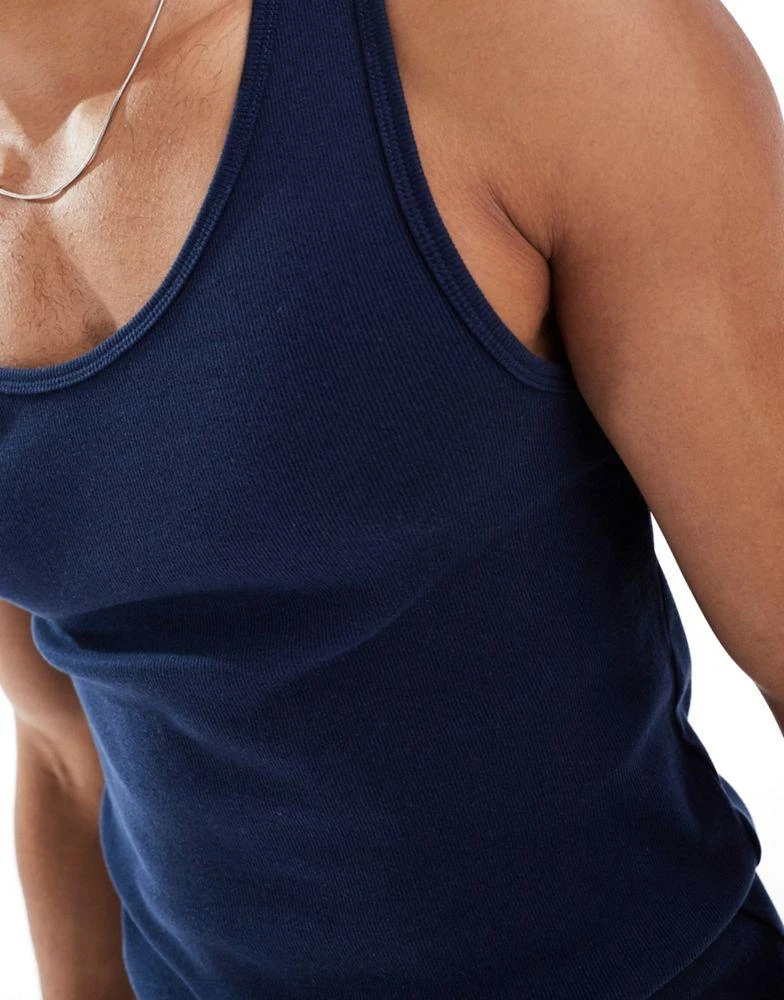 ASOS ASOS DESIGN essential muscle fit rib vest in navy 3