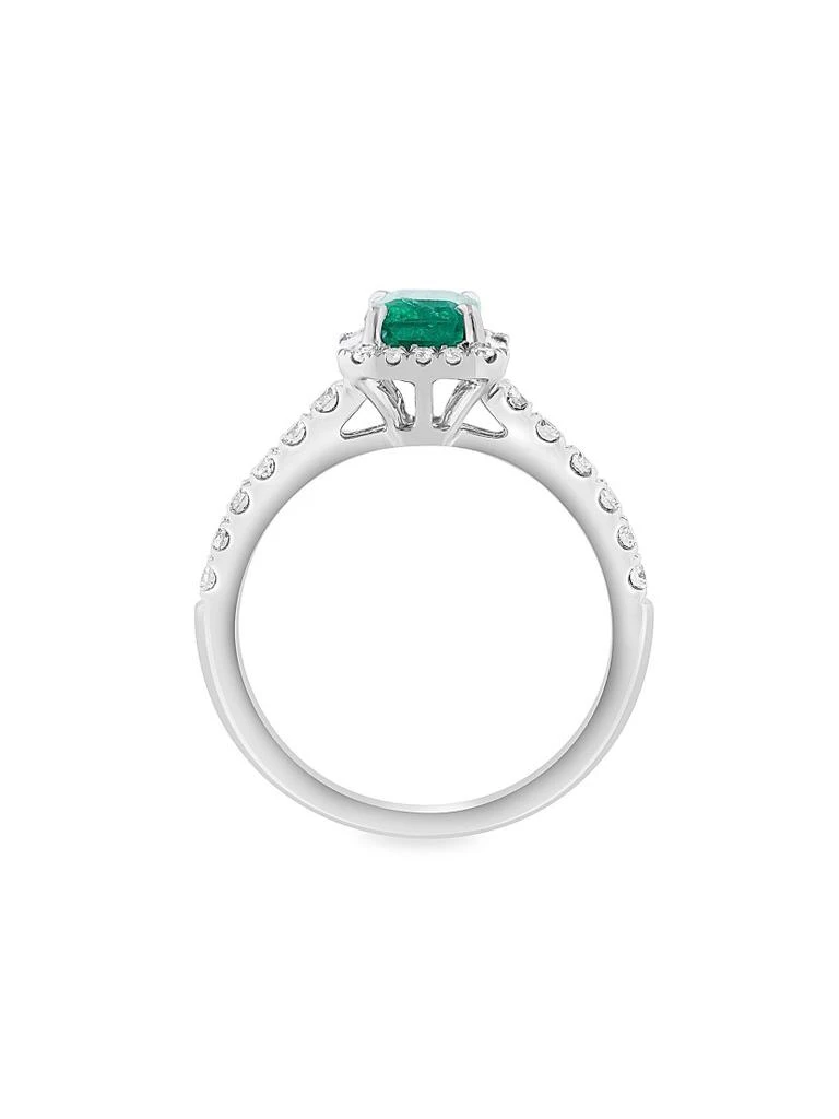 Saks Fifth Avenue Collection 18K White Gold, Emerald 
0.60 TCW Diamond Halo Ring 4