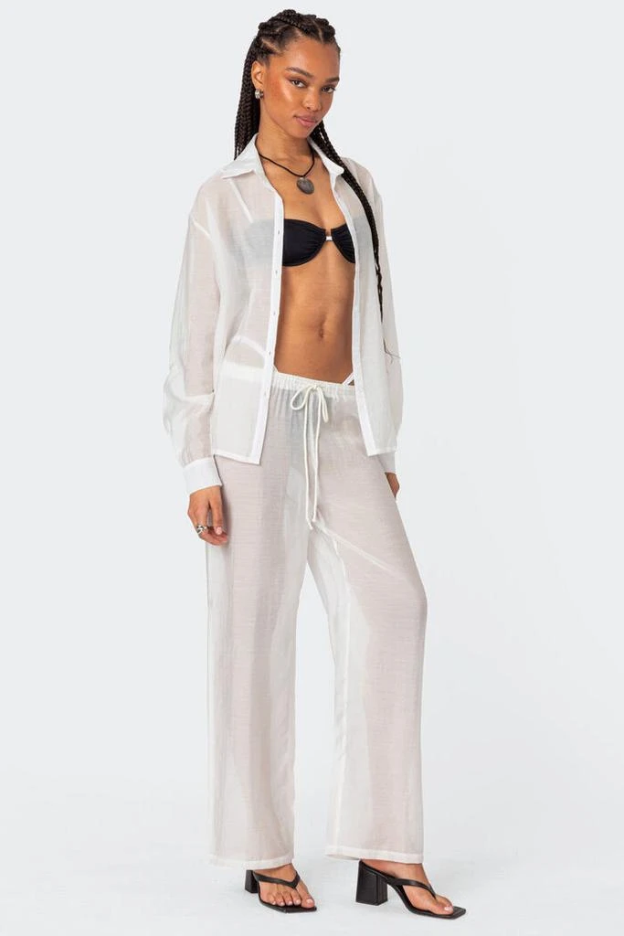 Edikted Breezy Oversized Sheer Button Shirt 3