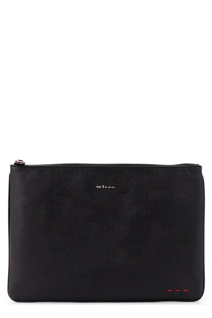 Kiton Kiton Logo Lettering Stitched Clutch Bag 1