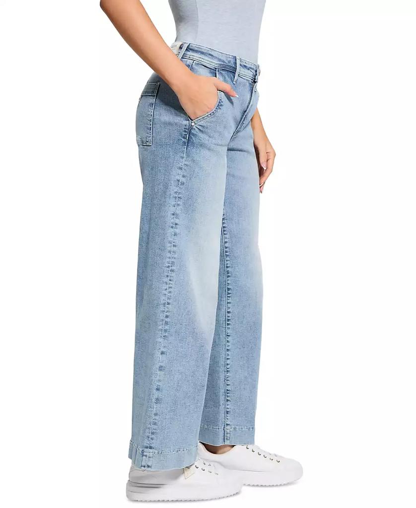 GUESS Women's Zoya Faded Mid-Rise Wide-Leg Jeans