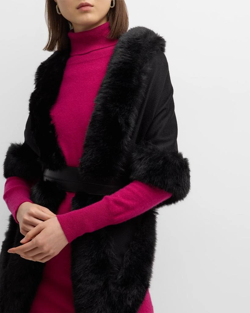 Sofia Cashmere Cashmere Faux Fur Trimmed Diamond Wrap 6