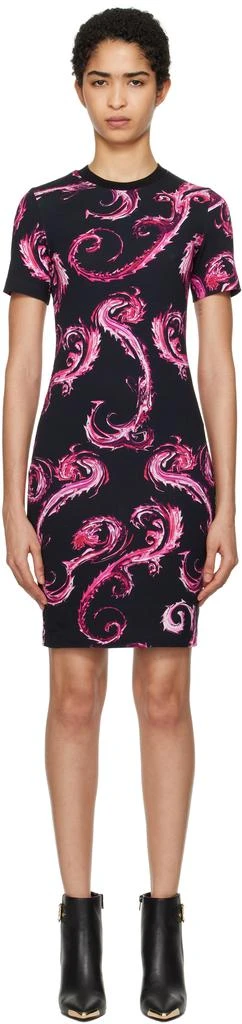 Versace Black Chromo Couture T-Shirt Minidress