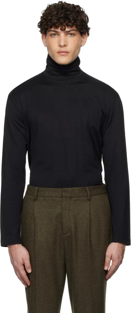 Sunspel Black Long Sleeve Roll Neck Turtleneck 1