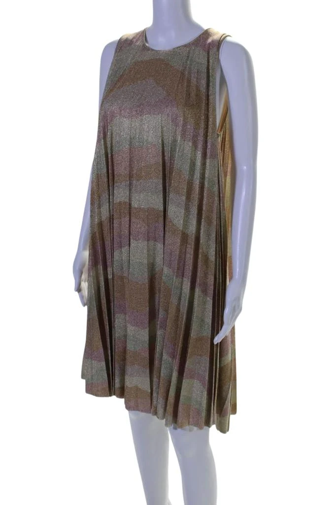 Dior Womens Striped Accordion Pleat Dress Multi Colored 2