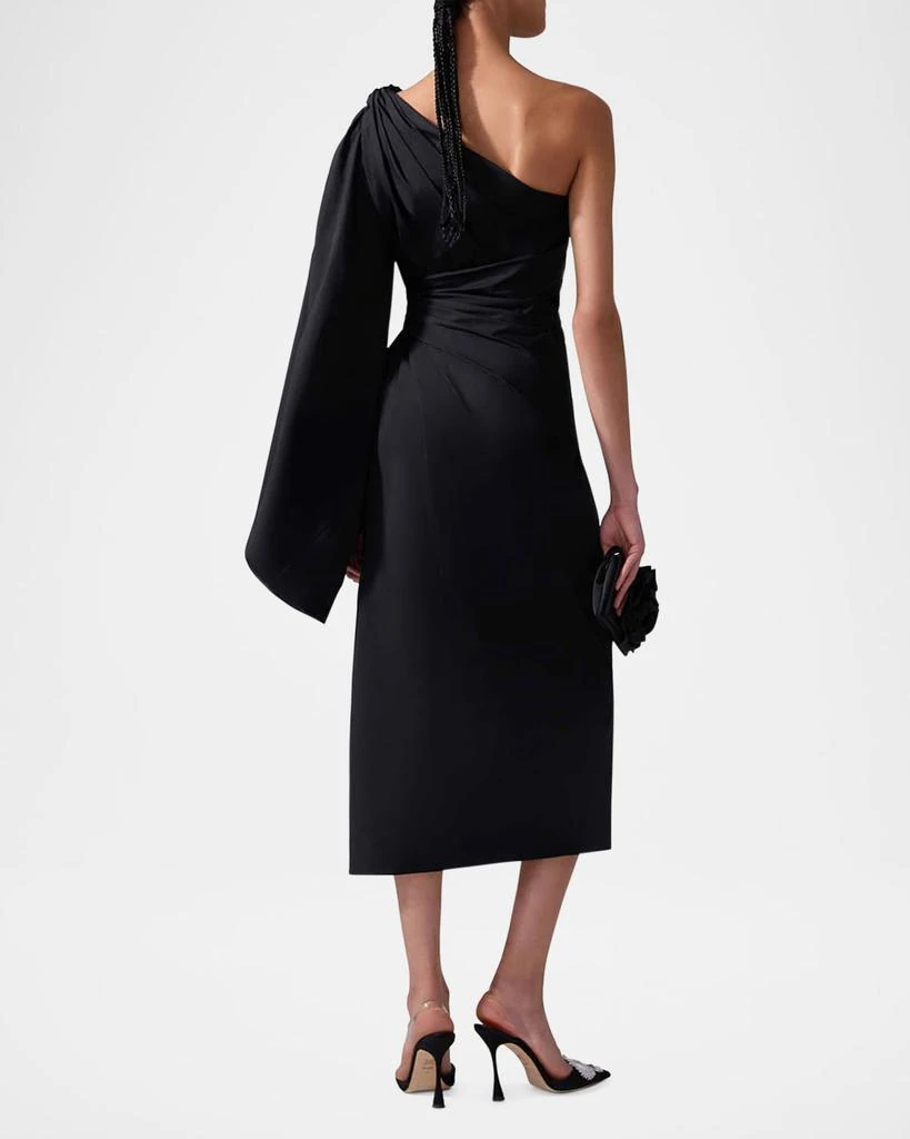 Carolina Herrera One-Shoulder Balloon-Sleeve Midi Dress 3