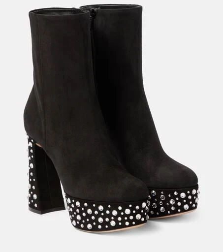 Gianvito Rossi Crystal Holly suede platform ankle boots 1