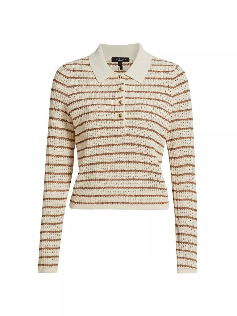 Rag & Bone Viola Striped Knit Polo Top 1