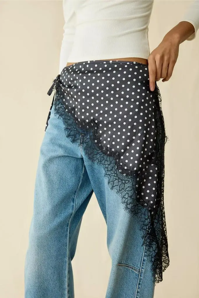 Urban Outfitters Lace Trim Satin Triangle Scarf