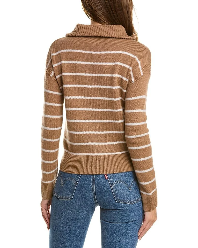 Qi Cashmere Qi Cashmere Striped Zip Mock Neck Cashmere Sweater 2