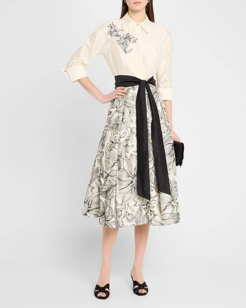 Teri Jon Beaded Floral-Embroidered Midi Shirtdress 2
