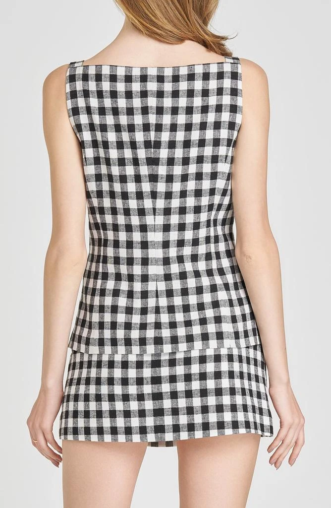 Wayf x Styled by COCO! Gracie Gingham Linen Blend Button-Up Vest 4