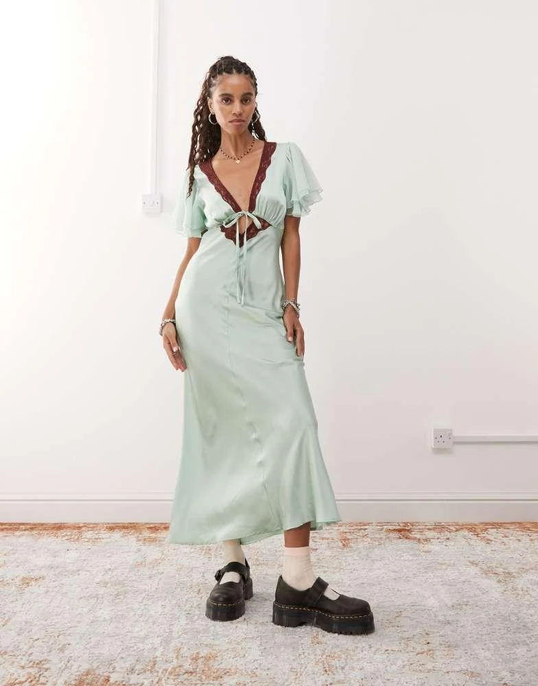teal lace bridesmaid dresses Mint Green Tulle Bridesmaid Lace Dress for Wedding Party – loveangeldress main image 1