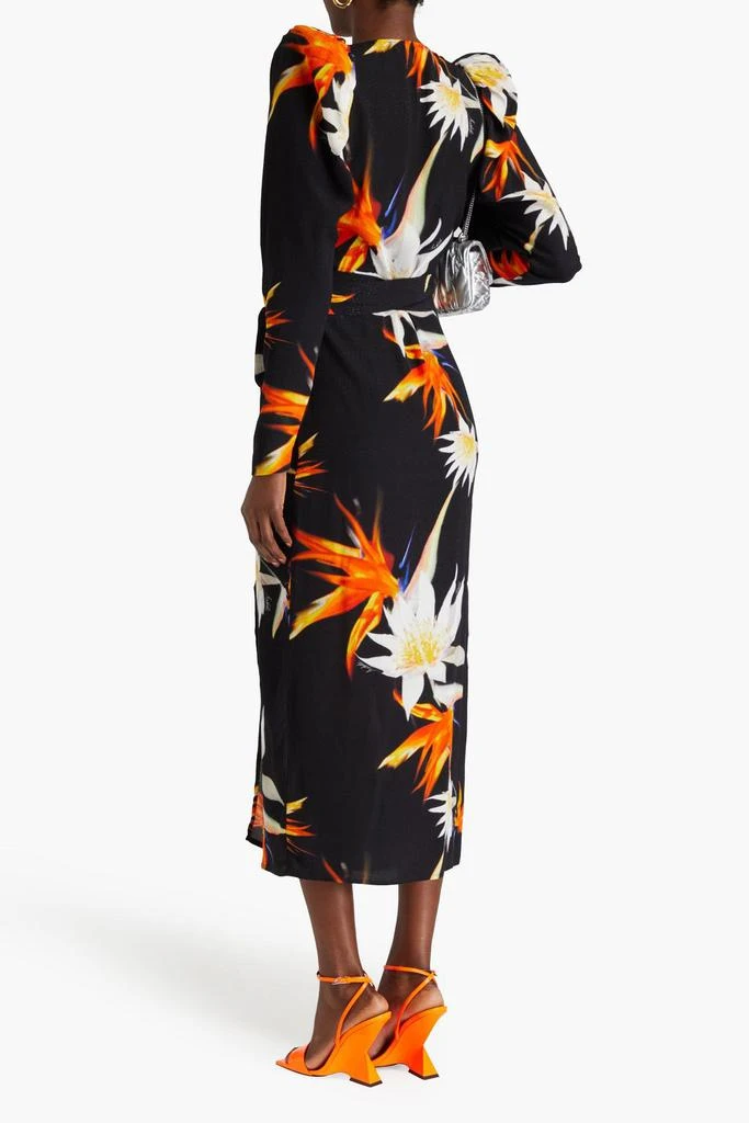 ROTATE Birger Christensen Floral-print satin-jacquard midi wrap dress 3