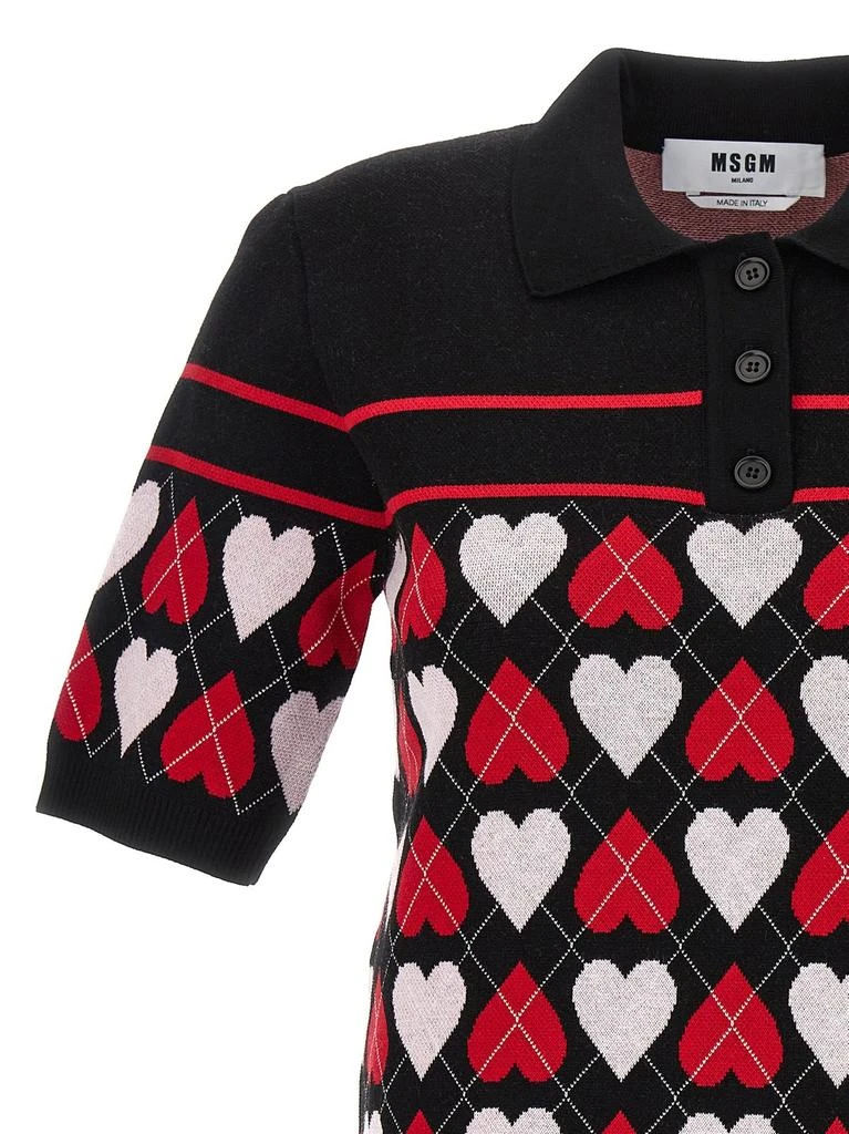 MSGM MSGM Heart Intarsia-Knit Polo Top 3