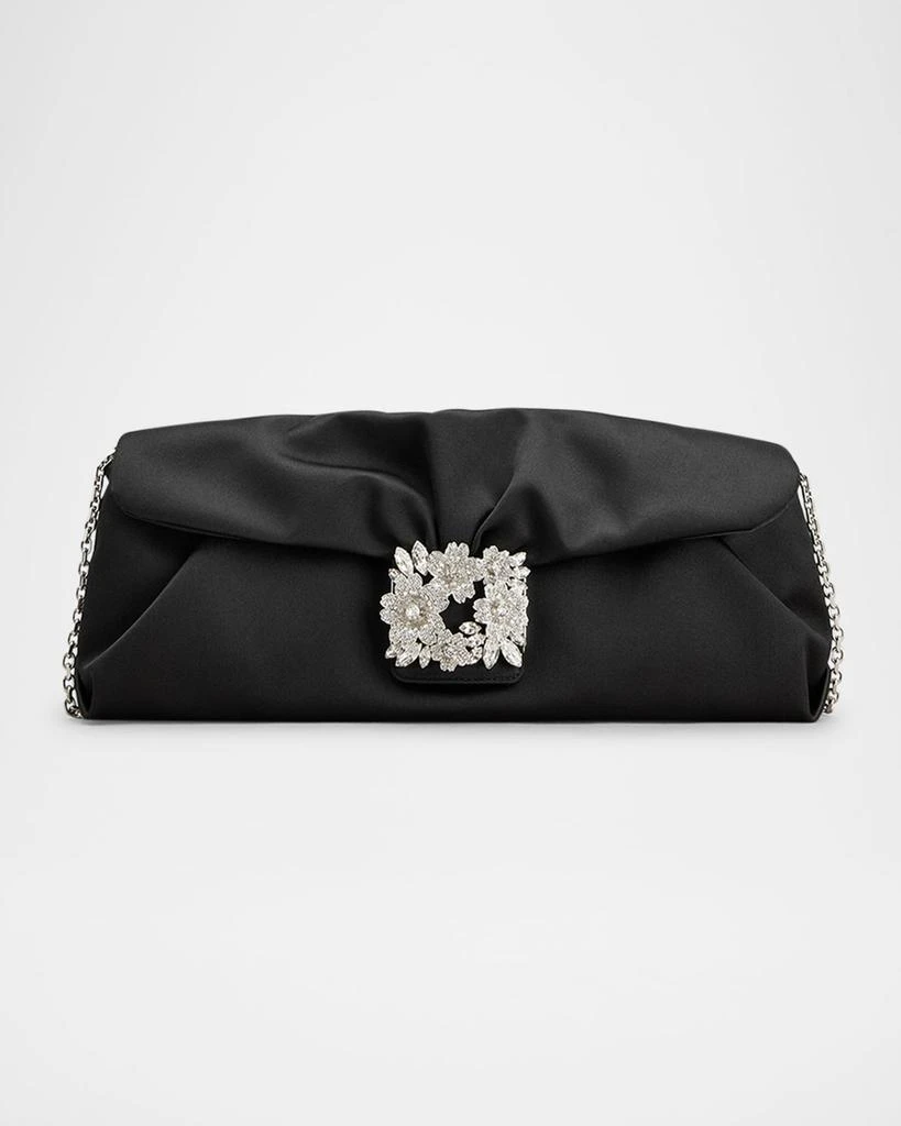 Roger Vivier Flower Bouquet Strass Satin Long Clutch Bag 1