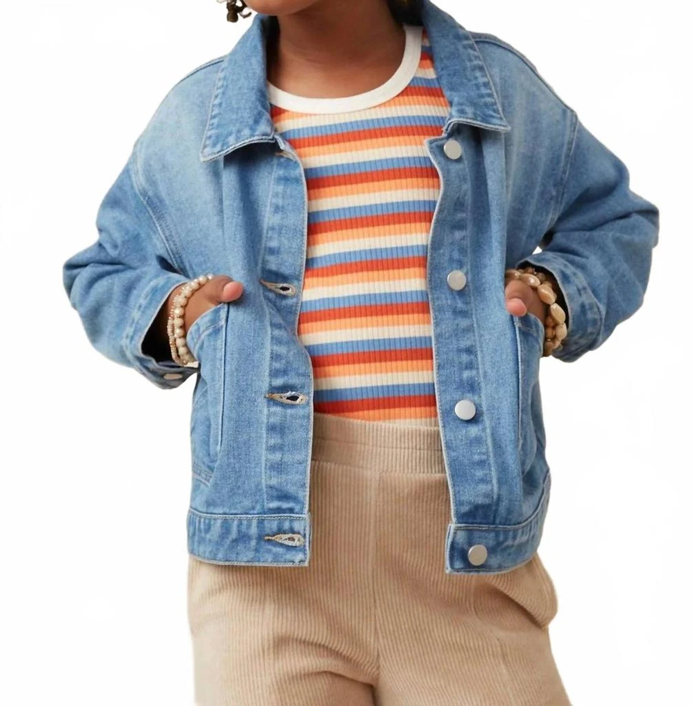 Hayden Girls Patch Pocket Chore Jacket In Light Denim 3