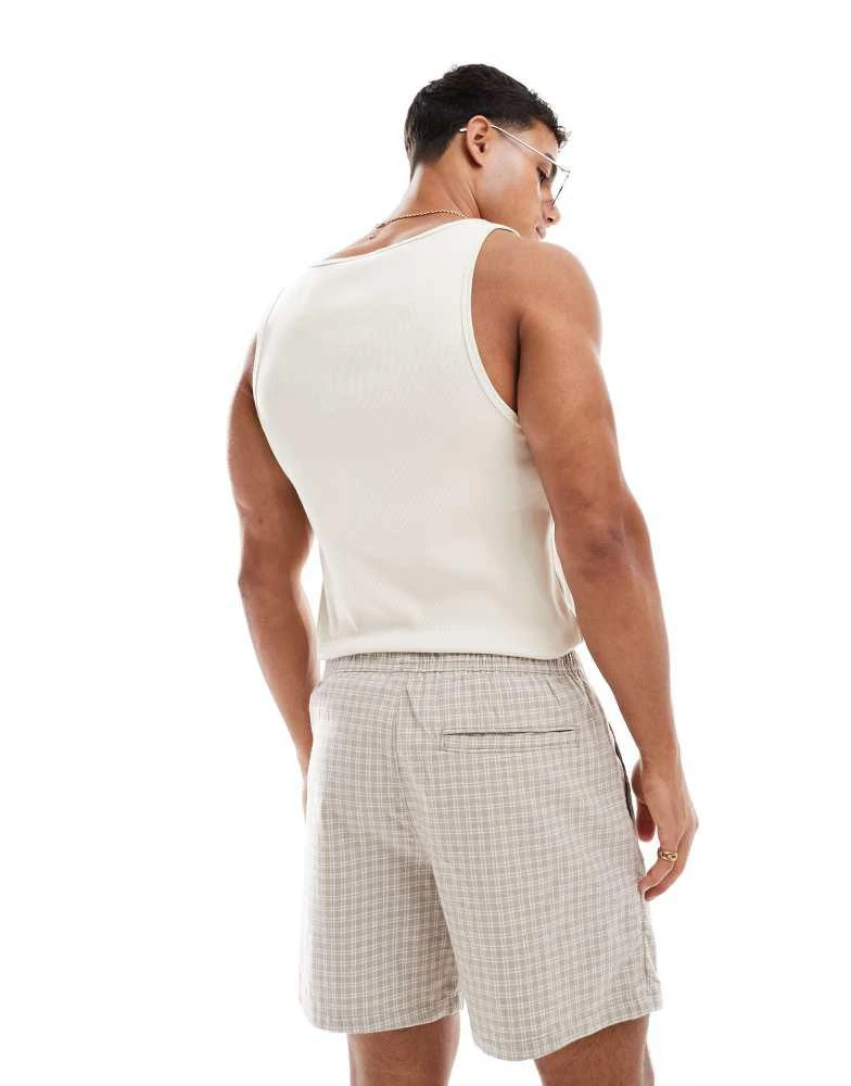 HOLLISTER Hollister linen pull on check short in brown 5